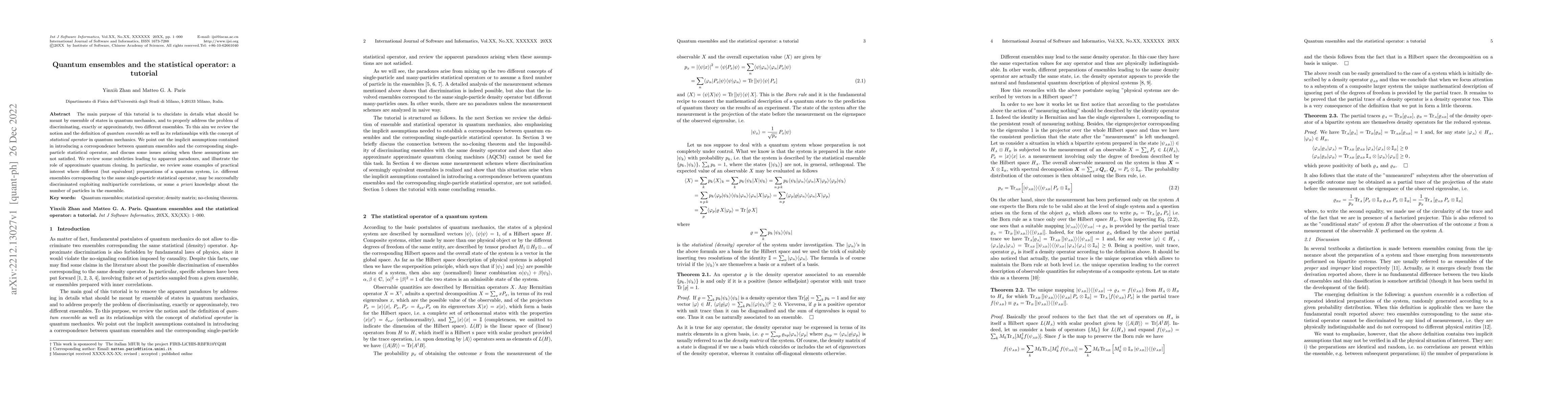 Thumbnail for Quantum ensembles and the statistical operator: a tutorial