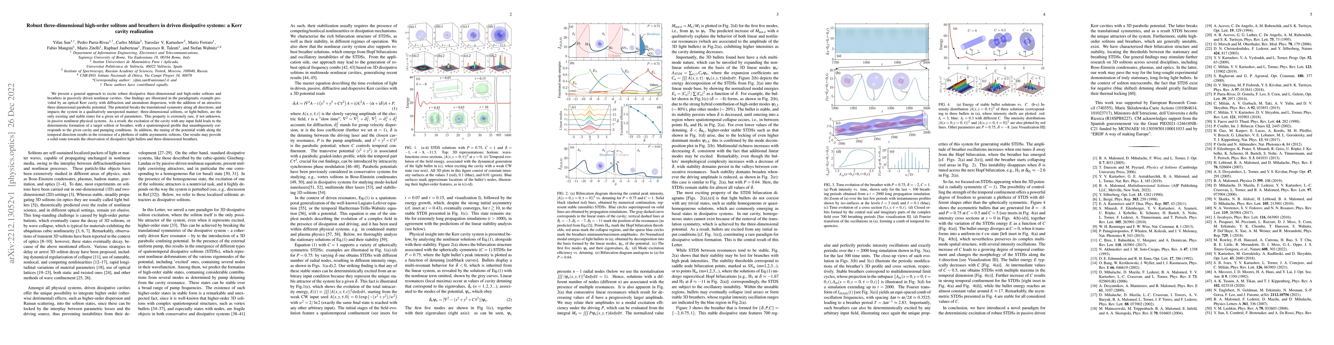 Thumbnail for Robust three-dimensional high-order solitons and breathers in driven
  dissipative systems: a Kerr cavity realization