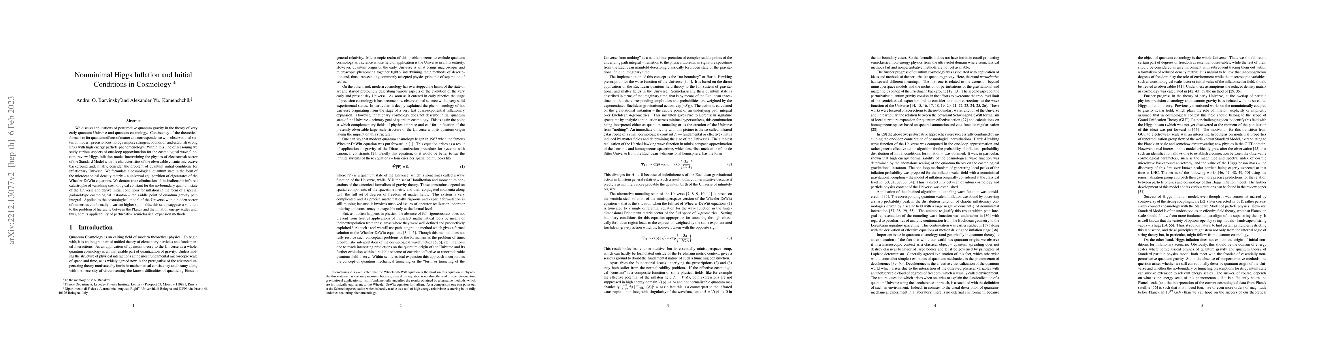 Thumbnail for Nonminimal Higgs Inflation and Initial Conditions in Cosmology