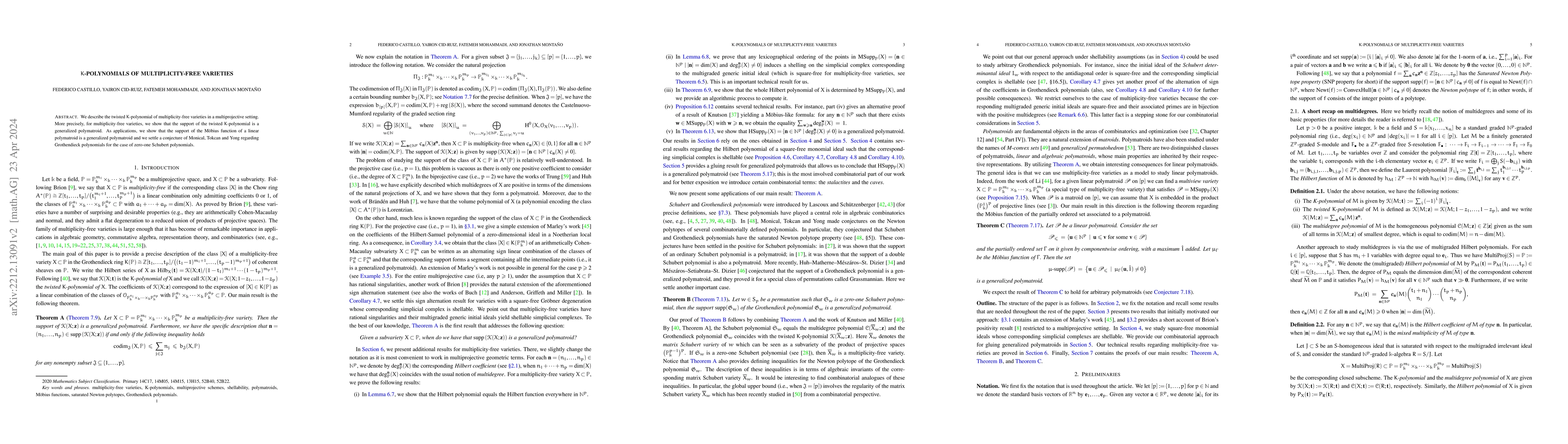 Thumbnail for K-polynomials of multiplicity-free varieties