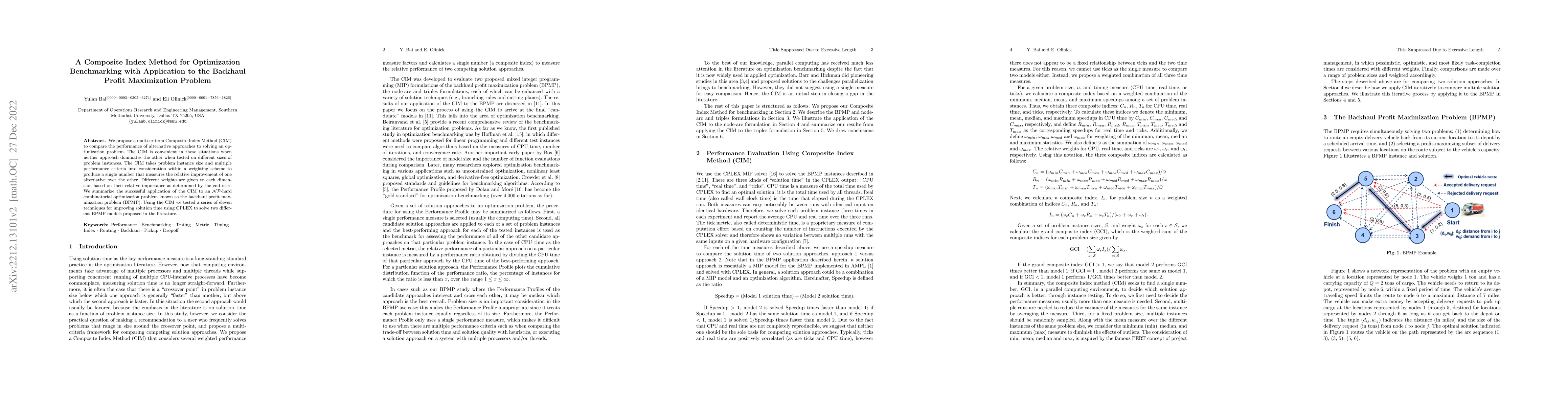 Thumbnail for A Composite Index Method for Optimization Benchmarking with Application
  to the Backhaul Profit Maximization Problem