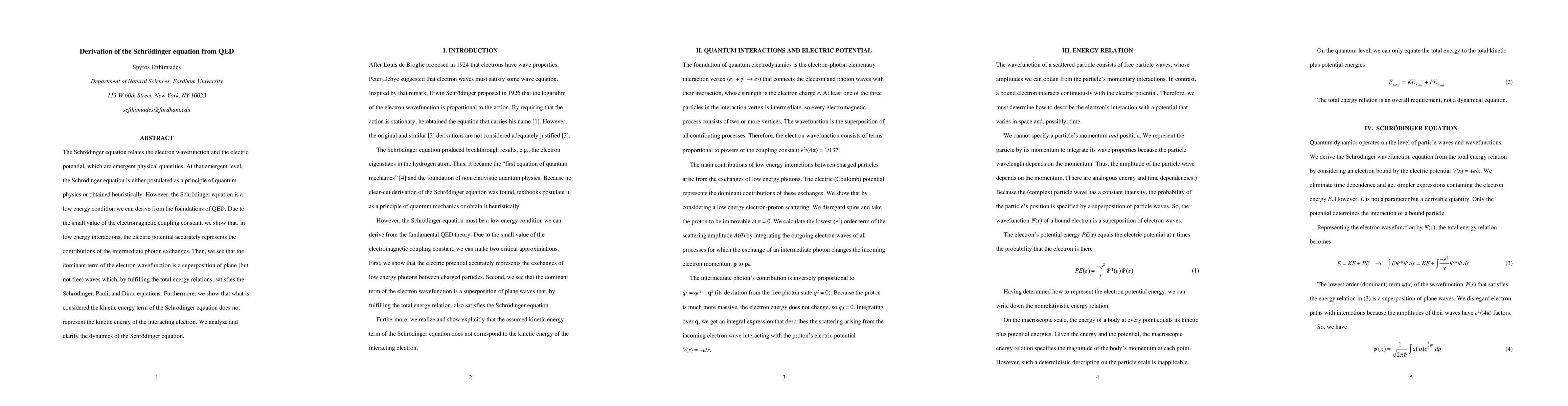 Thumbnail for Derivation of the Schr\"odinger equation from QED