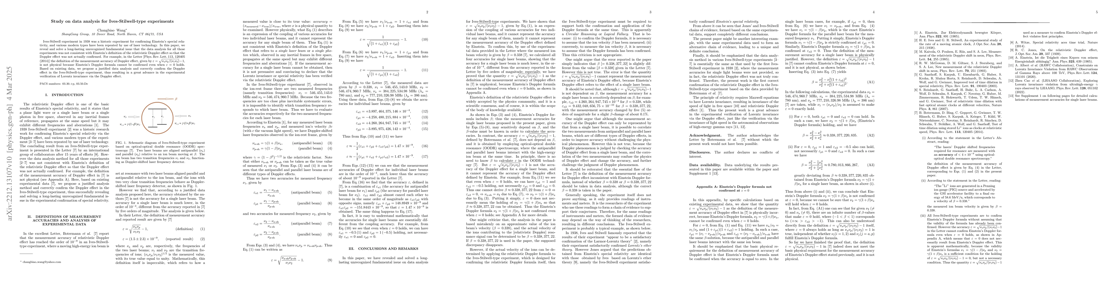 Thumbnail for Study on data analysis for Ives-Stilwell-type experiments