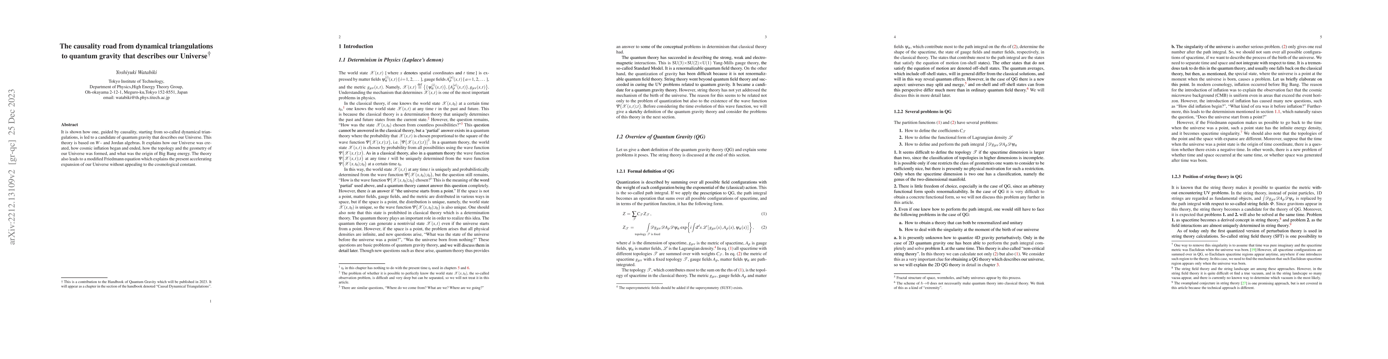 Thumbnail for The causality road from dynamical triangulations to quantum gravity that
  describes our Universe