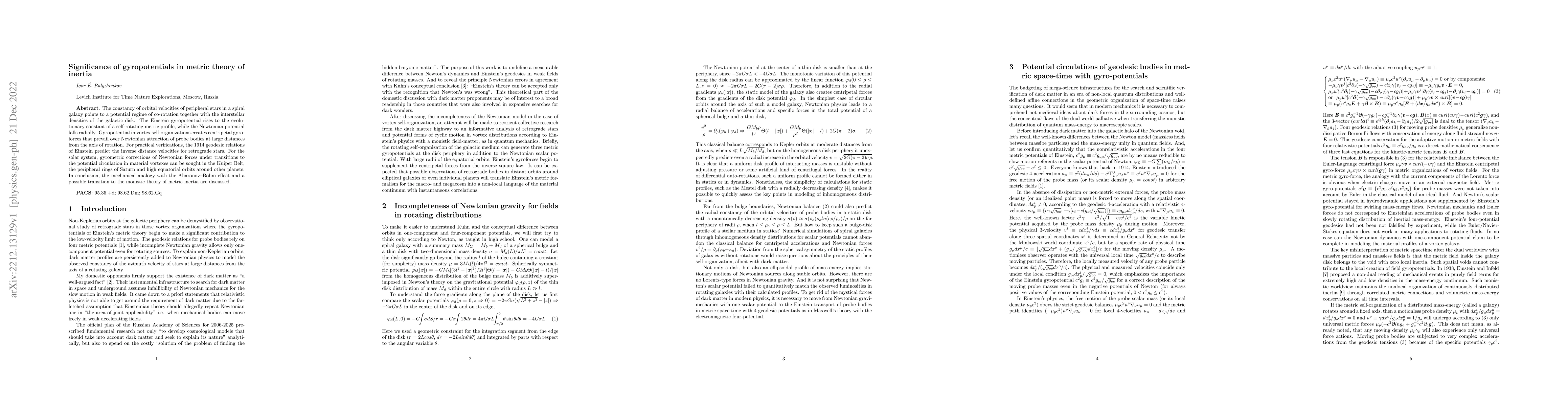 Thumbnail for Significance of gyropotentials in metric theory of inertia