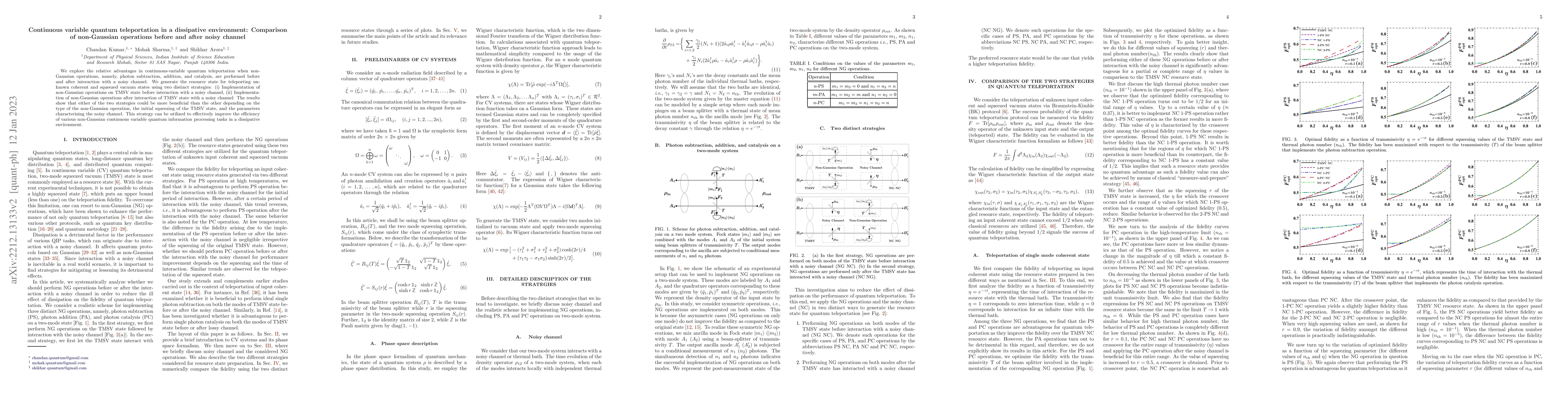 Thumbnail for Continuous variable quantum teleportation in a dissipative environment:
  Comparison of non-Gaussian operations before and after noisy channel