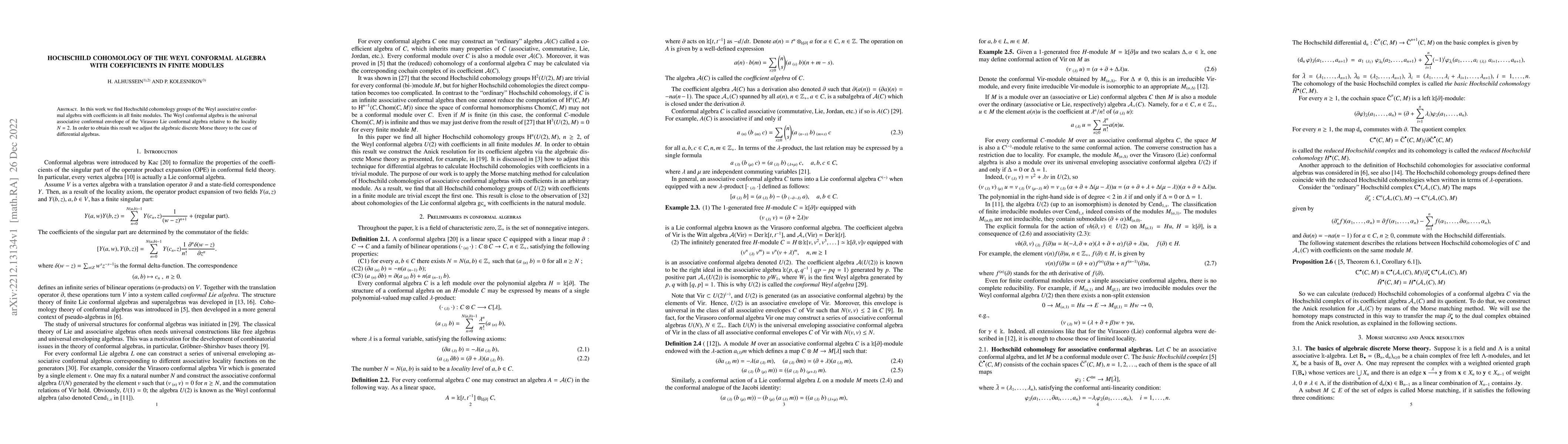 Thumbnail for Hochschild cohomology of the Weyl conformal algebra with coefficients in
  finite modules