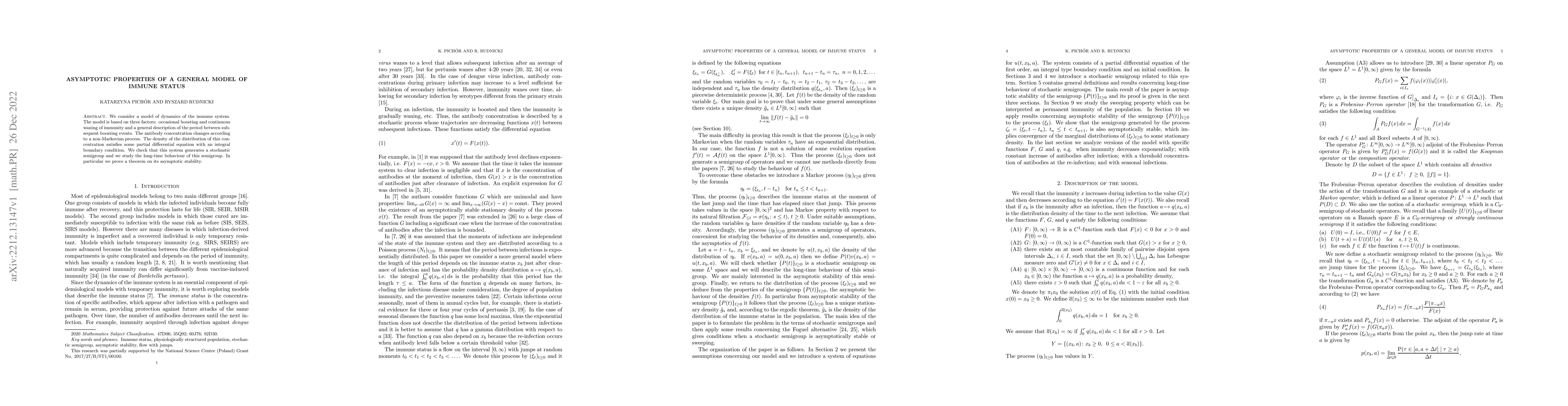 Thumbnail for Asymptotic properties of a general model of immune status