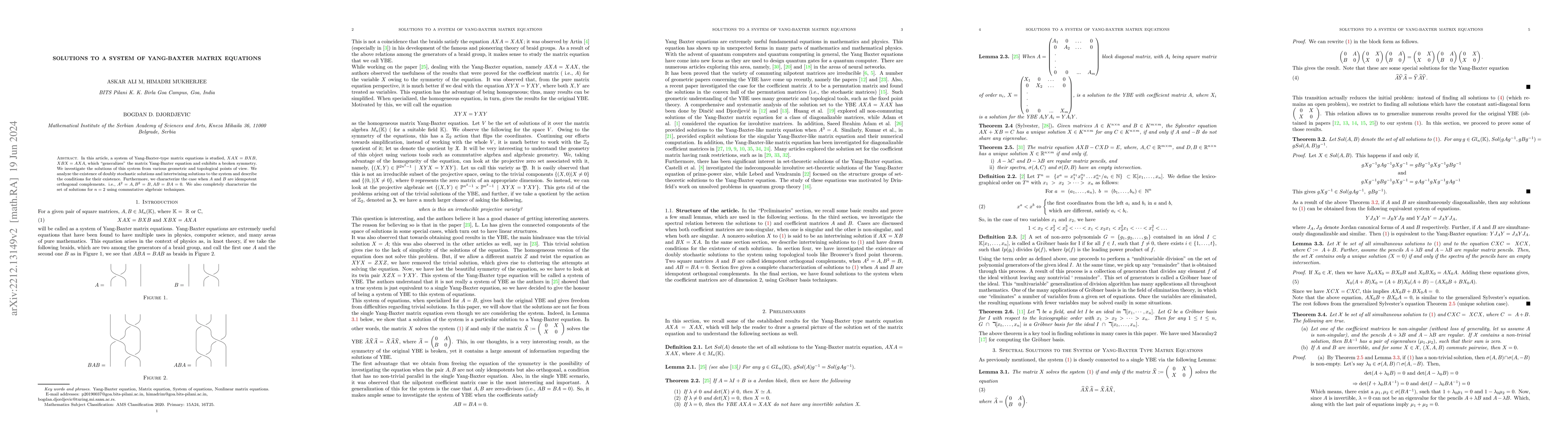 Thumbnail for Solutions to a system of Yang-Baxter matrix equations