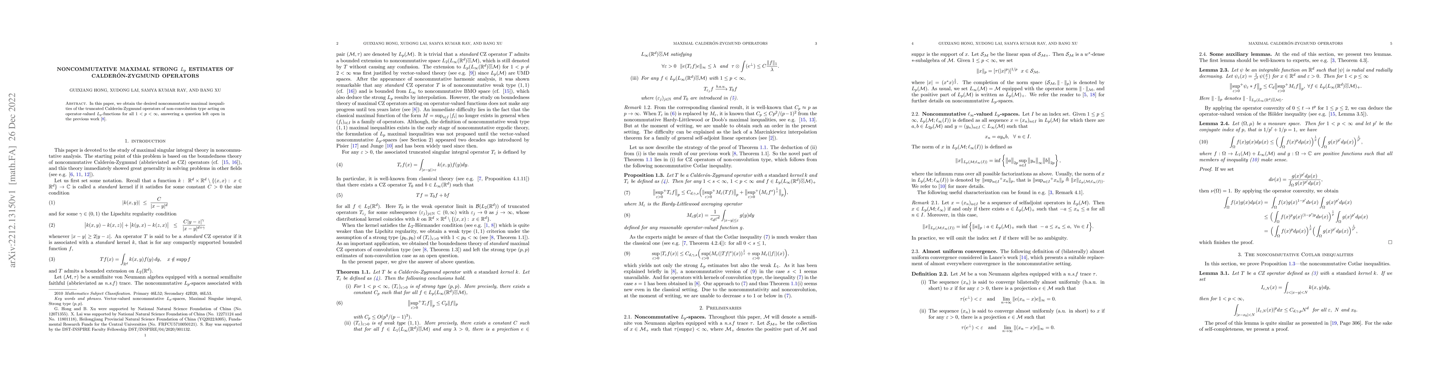 Thumbnail for Noncommutative maximal strong $L_p$ estimates of Calder\'on-Zygmund
  operators