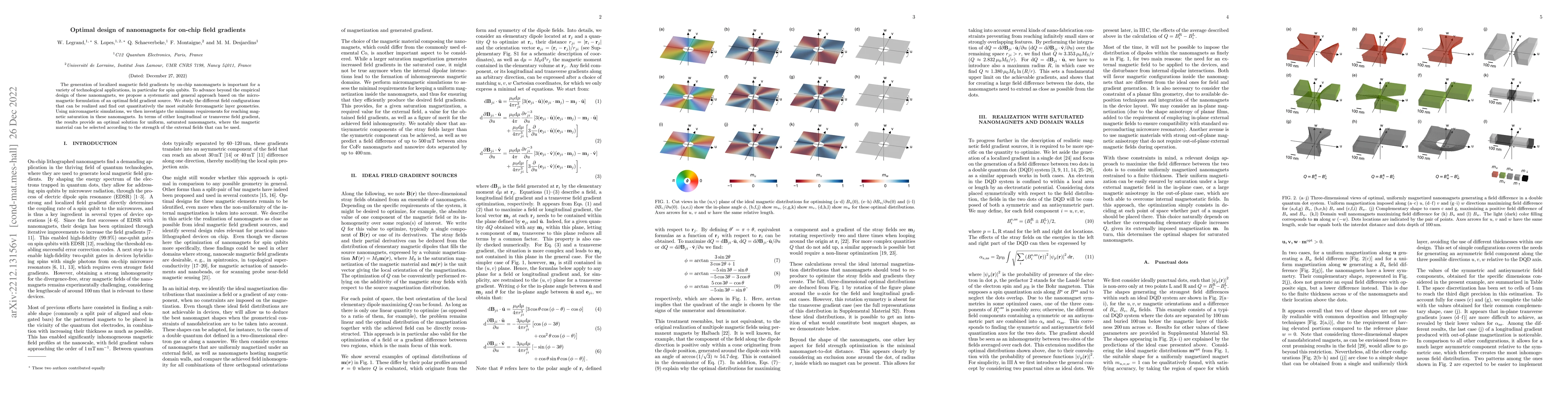 Thumbnail for Optimal design of nanomagnets for on-chip field gradients
