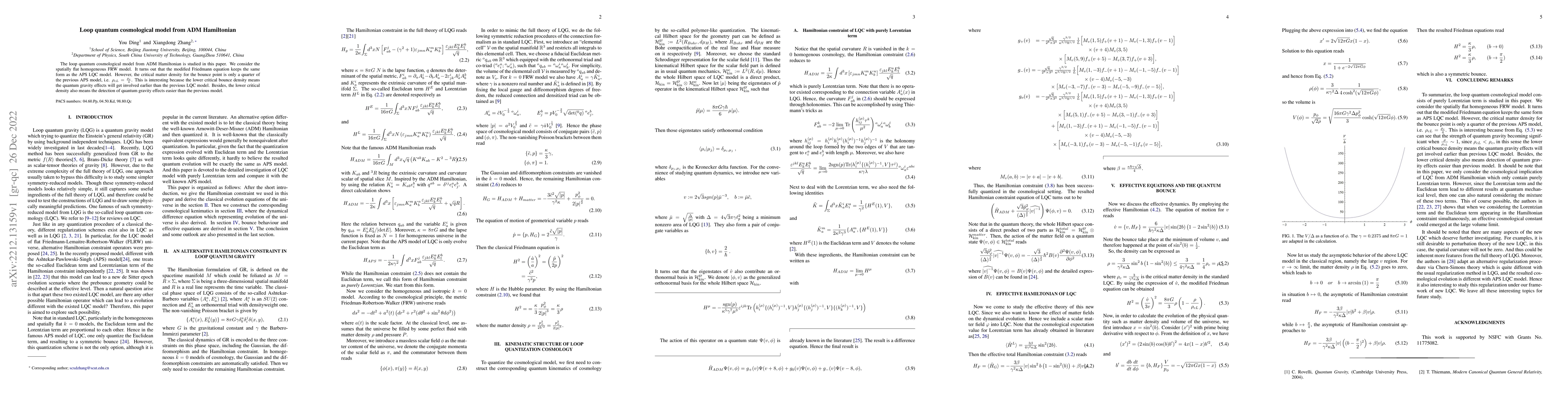 Thumbnail for Loop quantum cosmological model from ADM Hamiltonian
