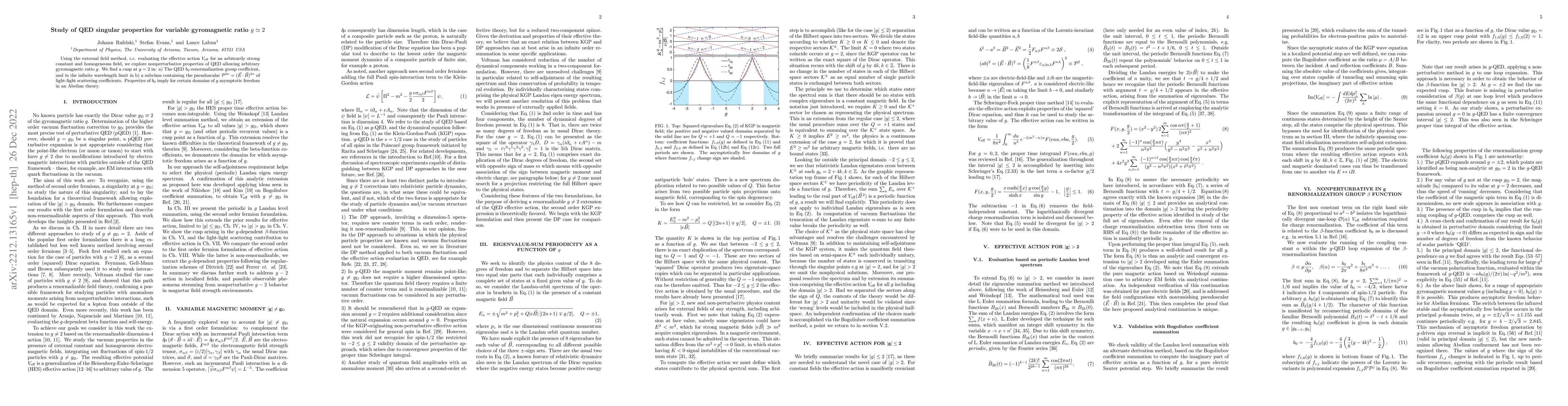 Thumbnail for Study of QED singular properties for variable gyromagnetic ratio
  $g\simeq 2$