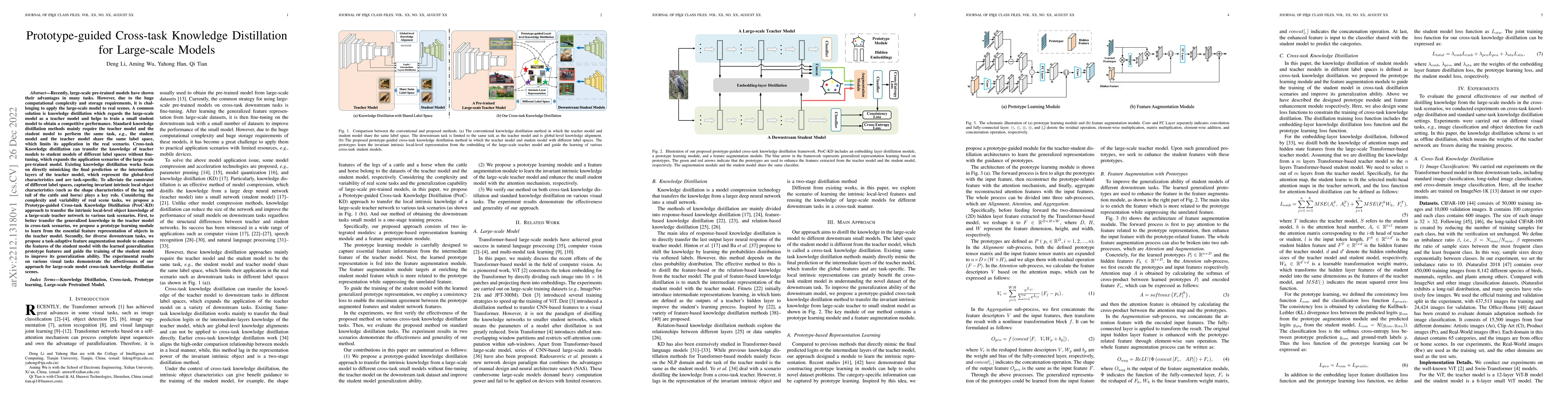 Thumbnail for Prototype-guided Cross-task Knowledge Distillation for Large-scale
  Models