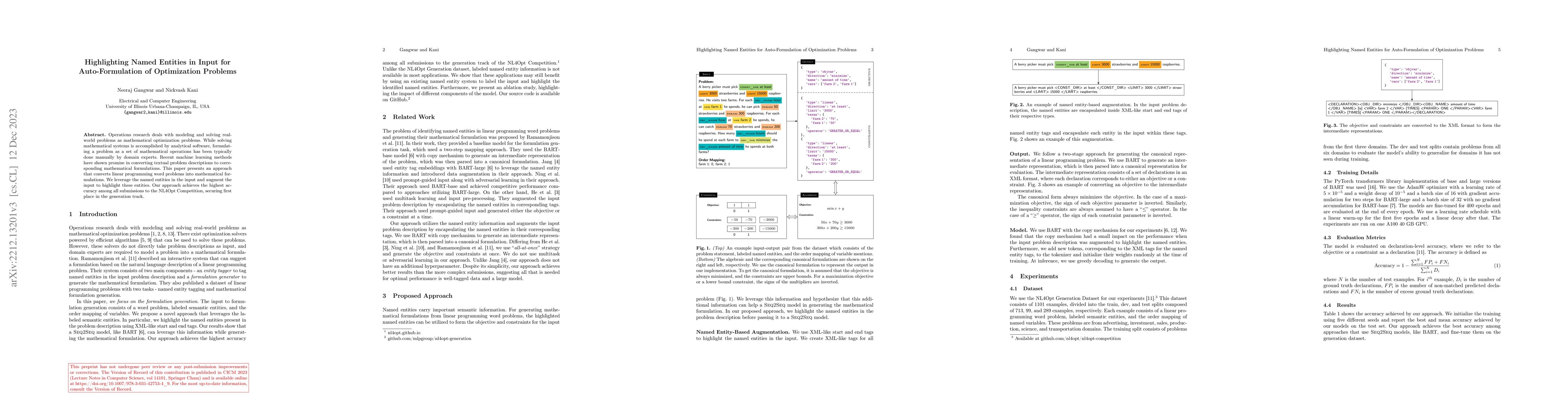 Thumbnail for Highlighting Named Entities in Input for Auto-Formulation of
  Optimization Problems