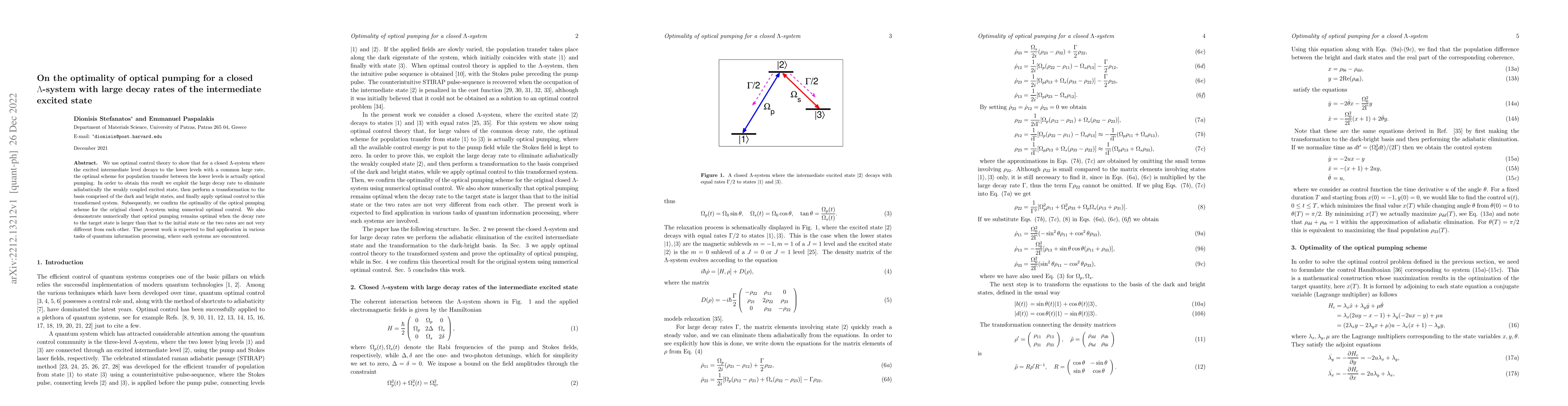 Thumbnail for On the optimality of optical pumping for a closed $\Lambda$-system with
  large decay rates of the intermediate excited state