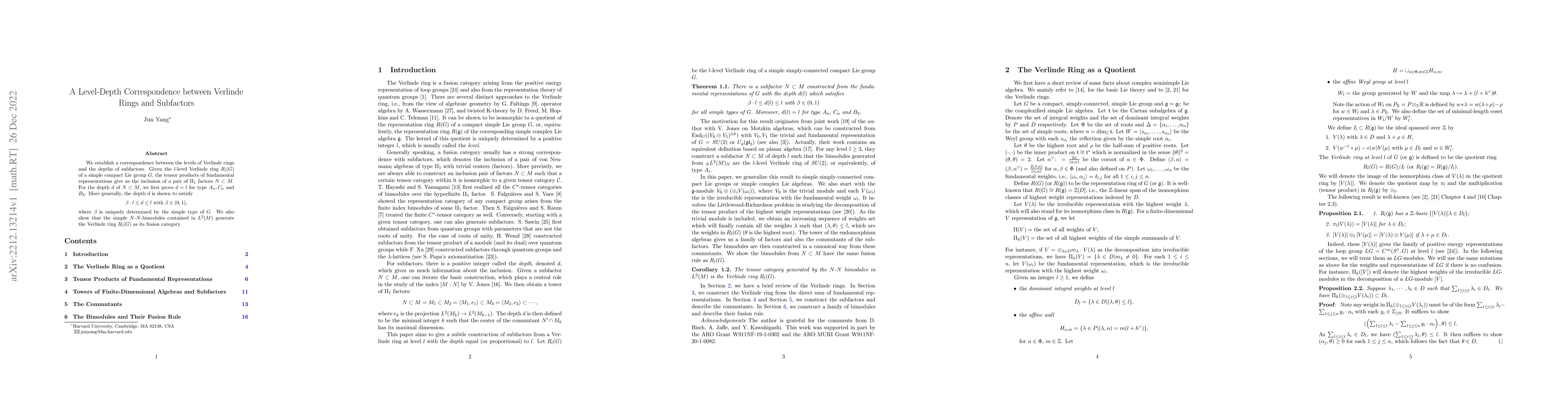 Thumbnail for A Level-Depth Correspondence between Verlinde Rings and Subfactors