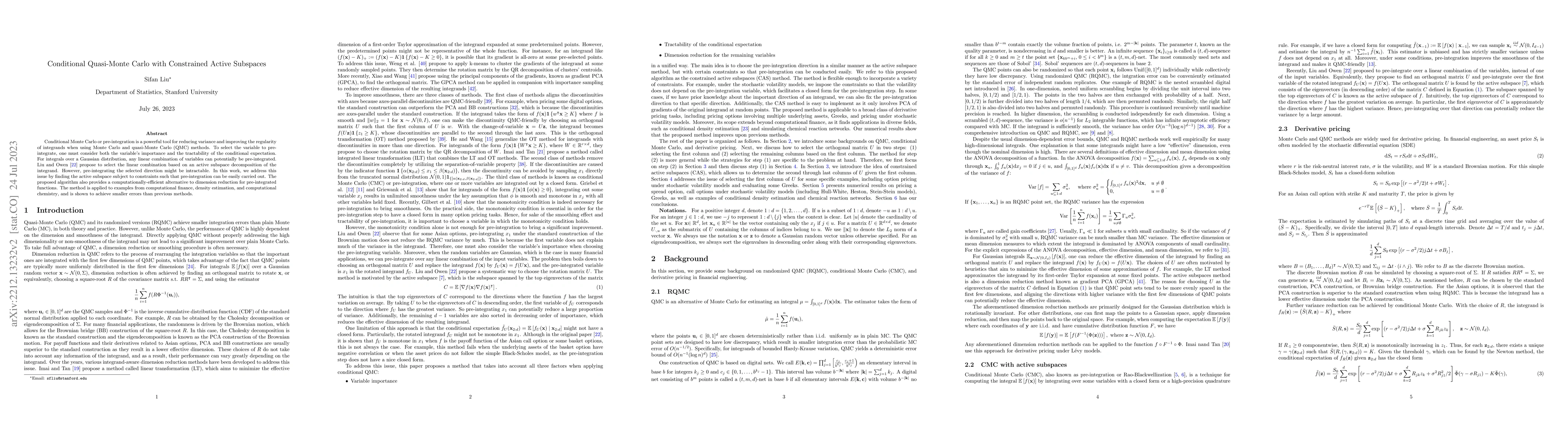 Thumbnail for Conditional Quasi-Monte Carlo with Constrained Active Subspaces
