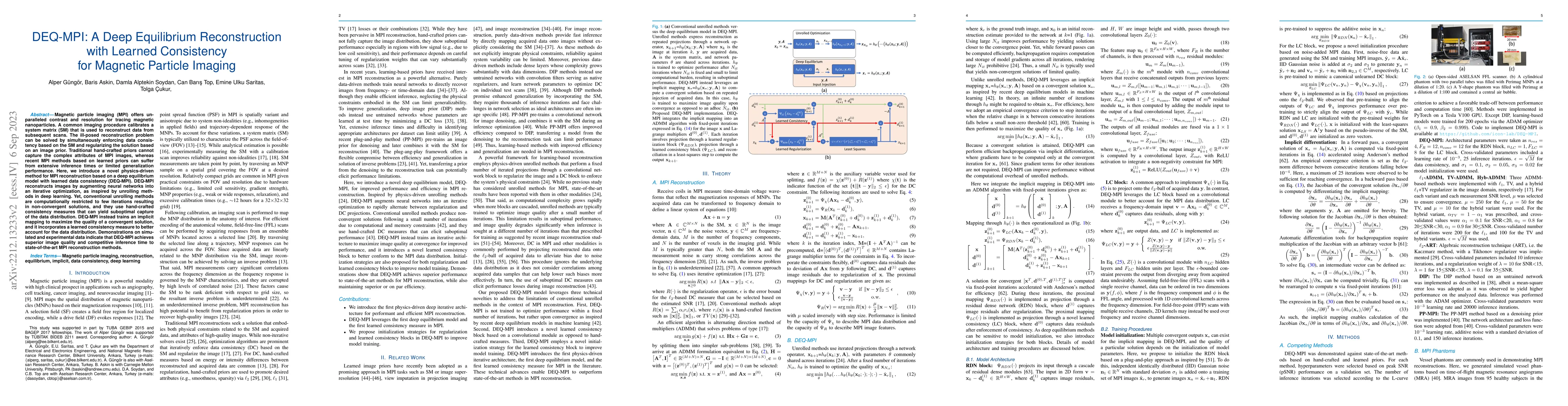 Thumbnail for DEQ-MPI: A Deep Equilibrium Reconstruction with Learned Consistency for
  Magnetic Particle Imaging