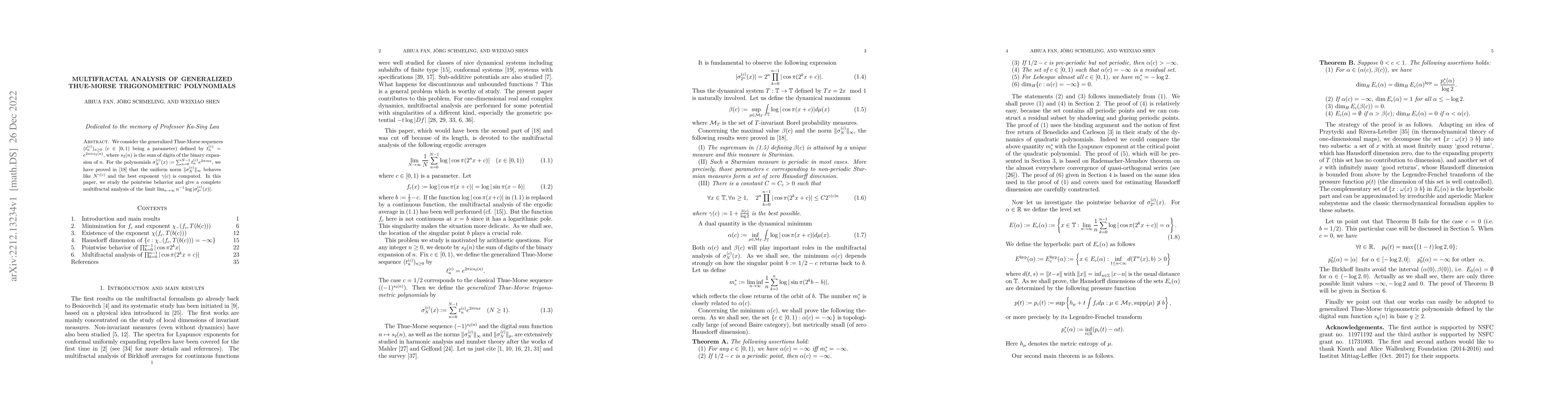 Thumbnail for Multifractal Analysis of generalized Thue-Morse trigonometric
  polynomials