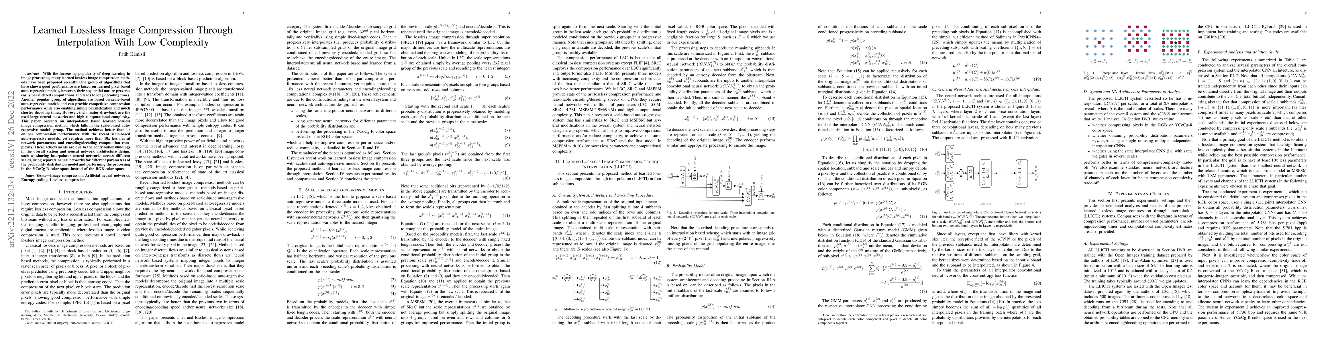 Thumbnail for Learned Lossless Image Compression Through Interpolation With Low
  Complexity