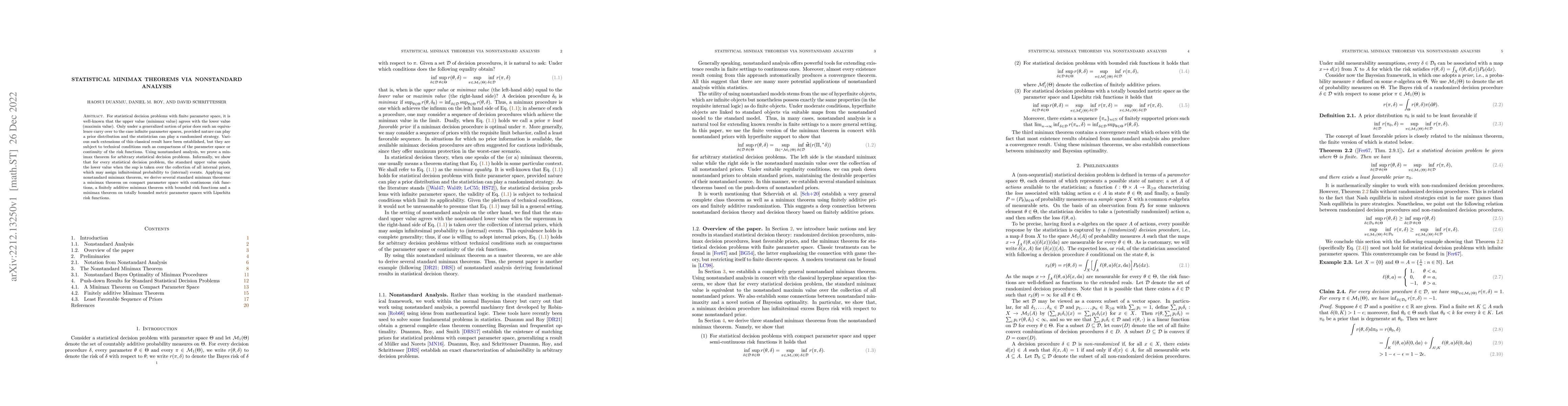 Thumbnail for Statistical minimax theorems via nonstandard analysis