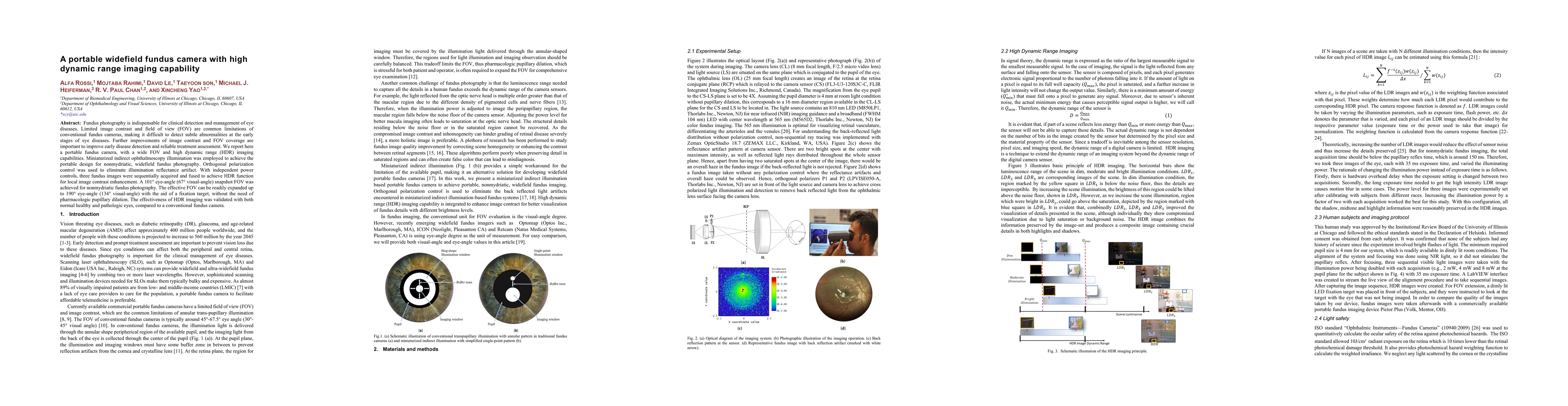 Thumbnail for A portable widefield fundus camera with high dynamic range imaging
  capability