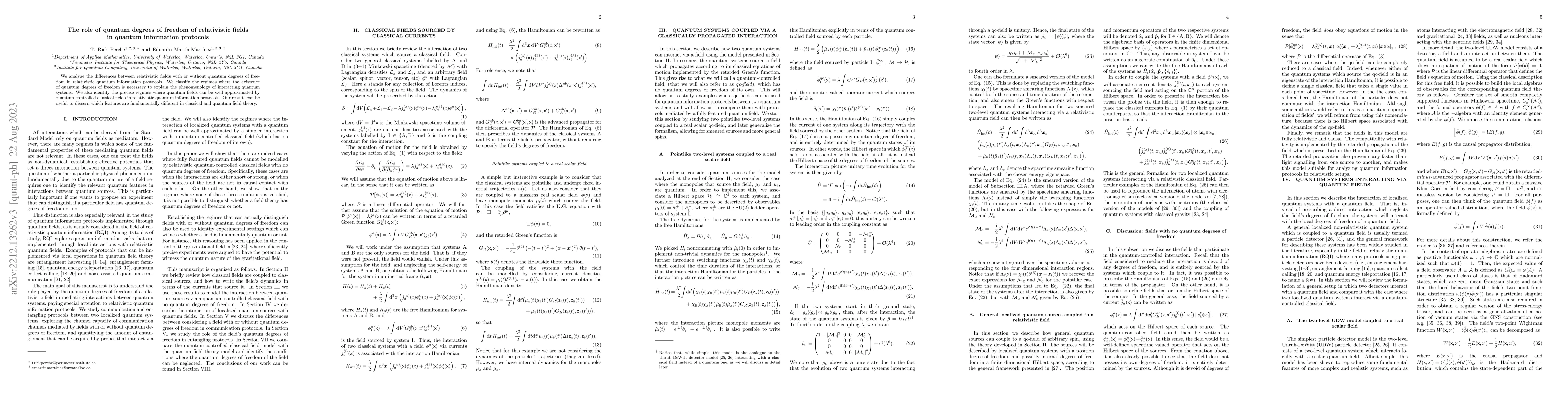 Thumbnail for The role of quantum degrees of freedom of relativistic fields in quantum
  information protocols