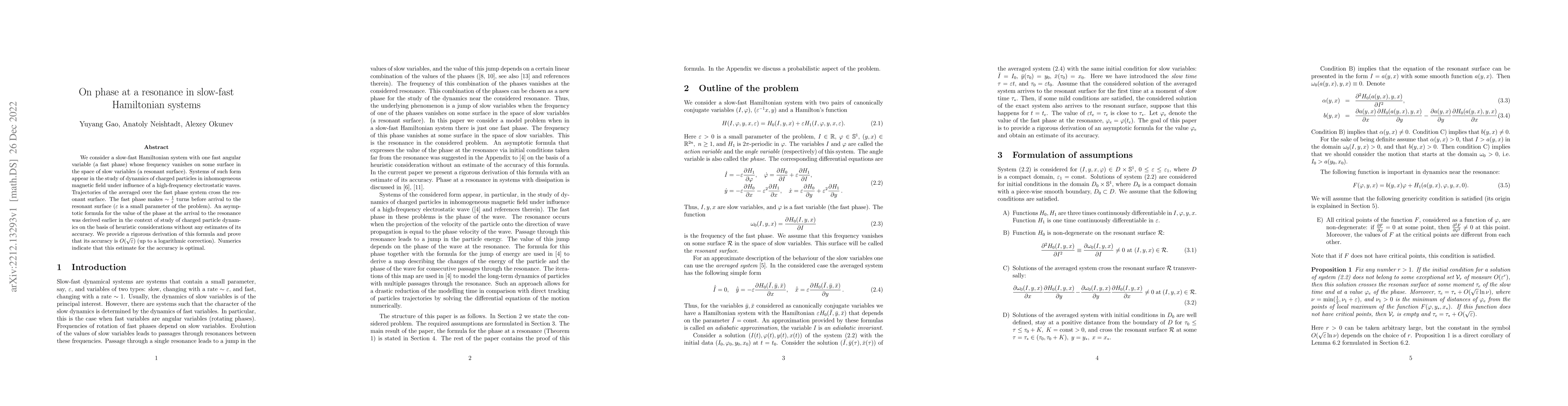 Thumbnail for On phase at a resonance in slow-fast Hamiltonian systems