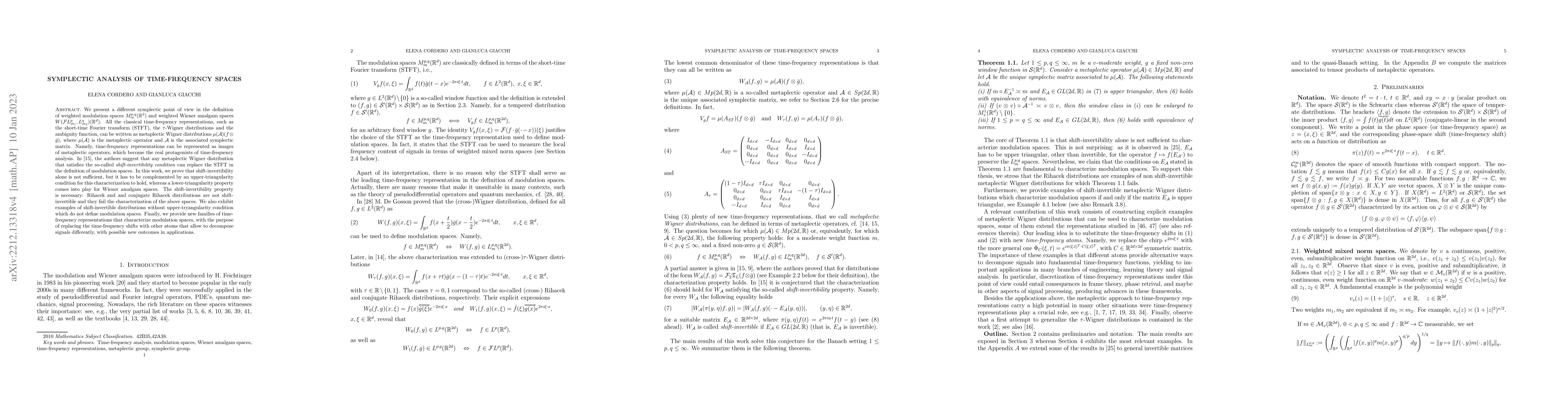 Thumbnail for Symplectic Analysis of Time-Frequency Spaces