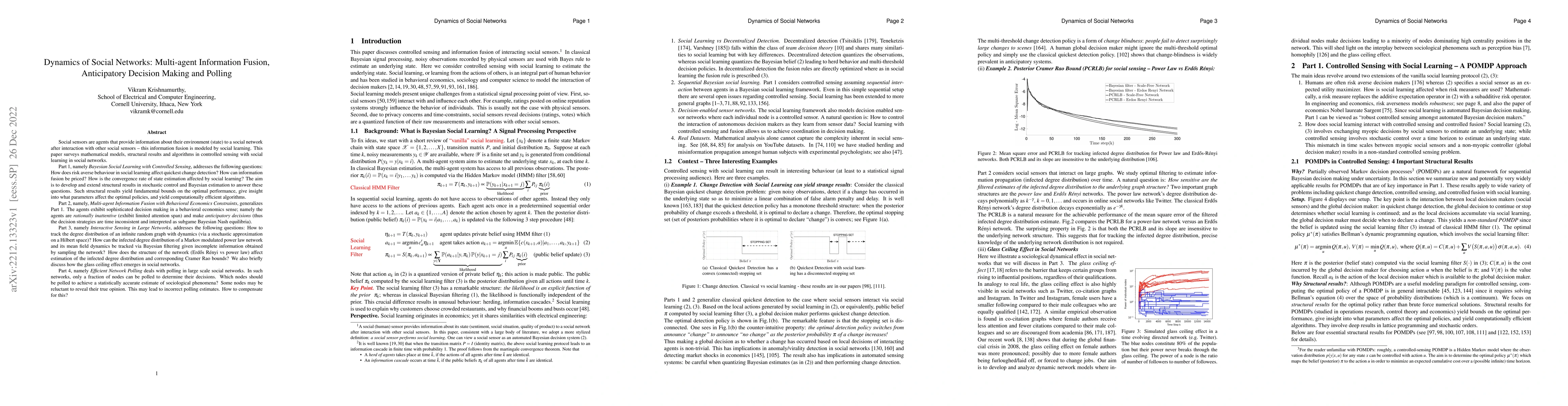 Thumbnail for Dynamics of Social Networks: Multi-agent Information Fusion,
  Anticipatory Decision Making and Polling