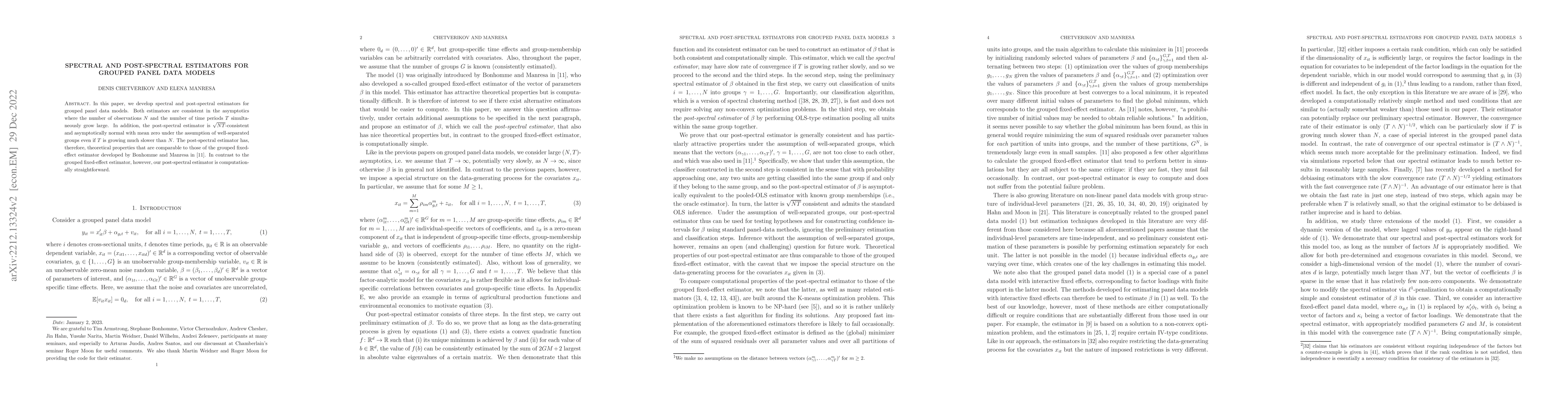 Thumbnail for Spectral and post-spectral estimators for grouped panel data models