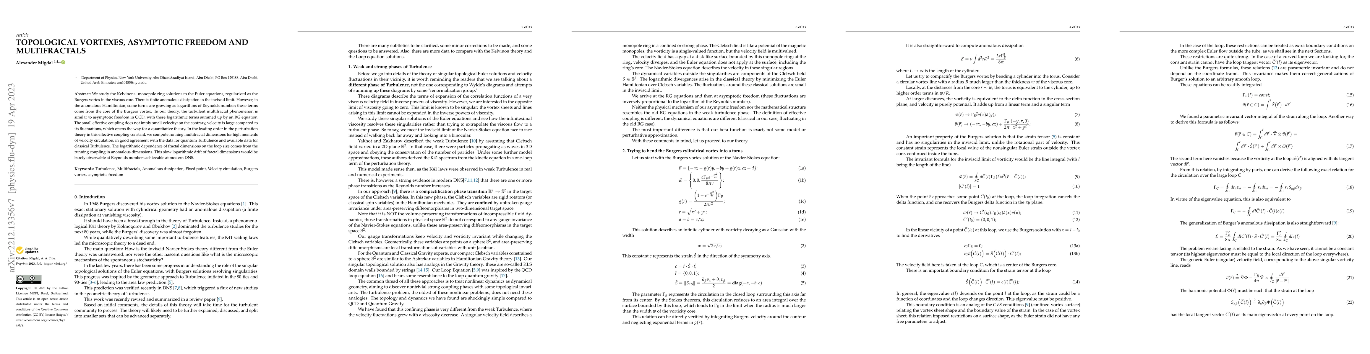 Thumbnail for Topological vortexes, asymptotic freedom, and multifractals
