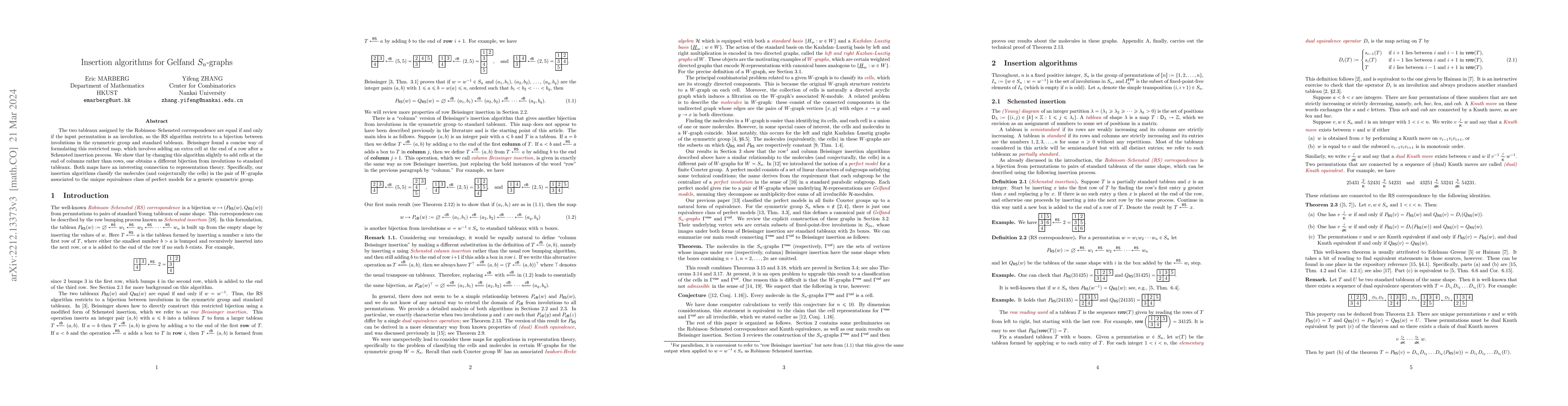 Thumbnail for Insertion algorithms for Gelfand $S_n$-graphs