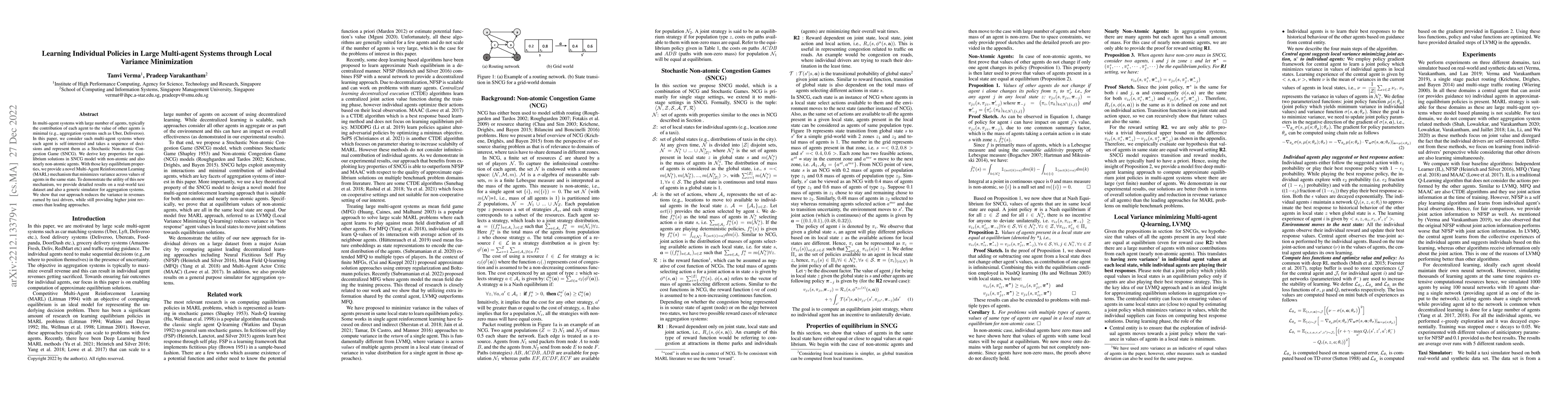 Thumbnail for Learning Individual Policies in Large Multi-agent Systems through Local
  Variance Minimization