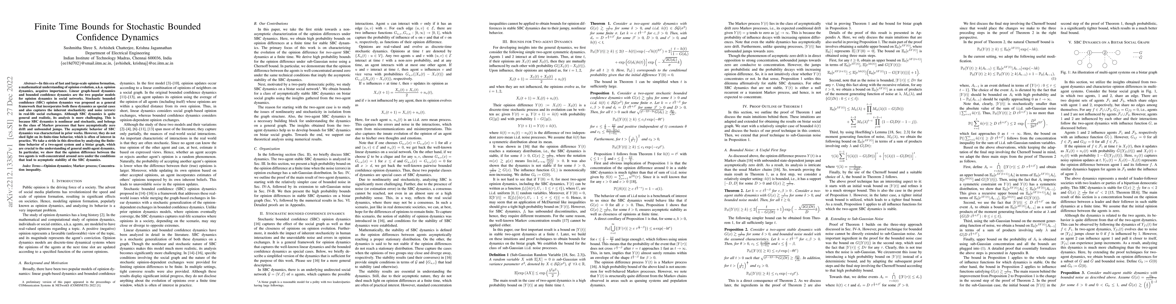 Thumbnail for Finite Time Bounds for Stochastic Bounded Confidence Dynamics