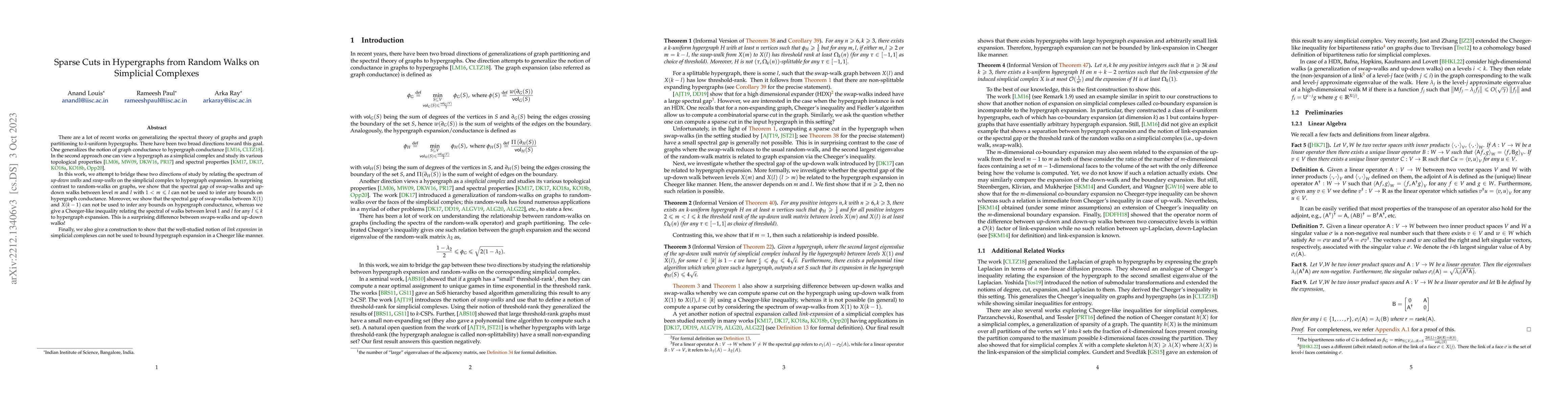 Thumbnail for Sparse Cuts in Hypergraphs from Random Walks on Simplicial Complexes