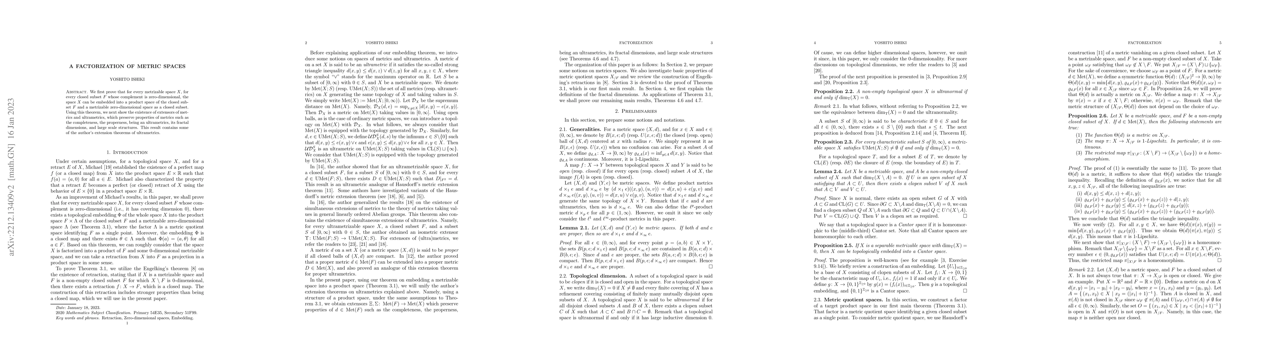 Thumbnail for A factorization of metric spaces