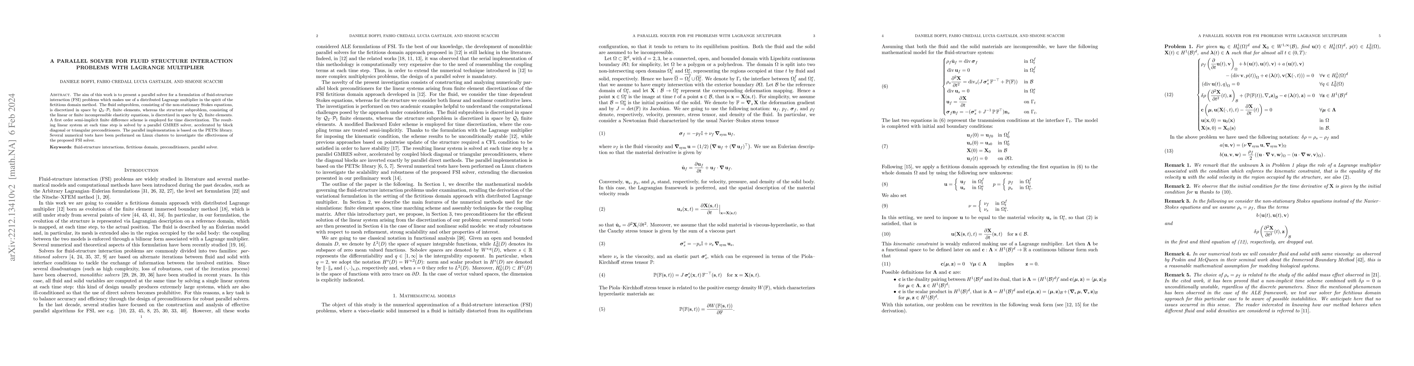 Thumbnail for A parallel solver for fluid structure interaction problems with Lagrange
  multiplier