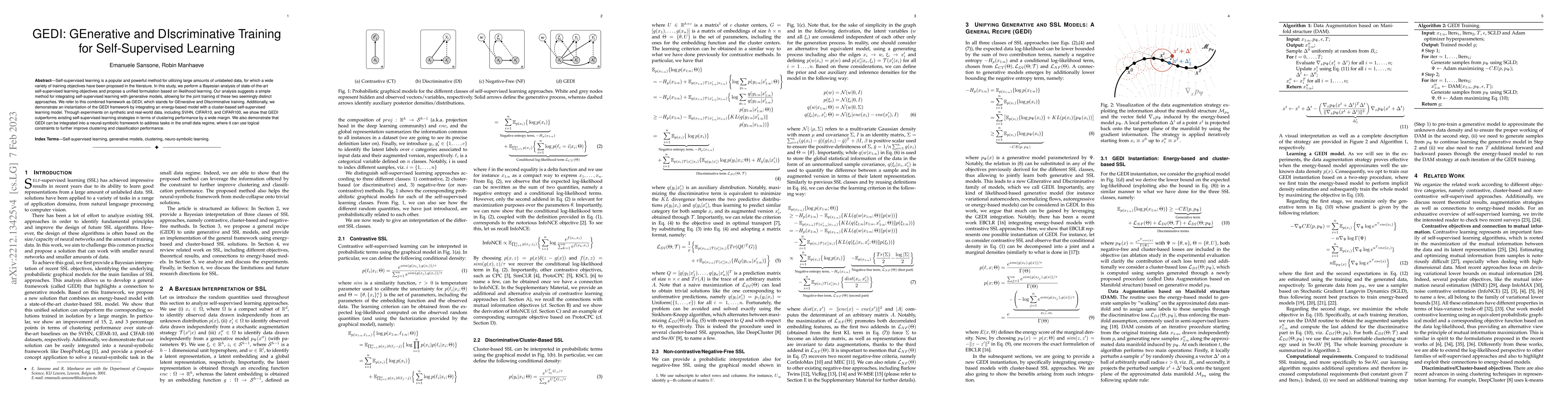 Thumbnail for GEDI: GEnerative and DIscriminative Training for Self-Supervised
  Learning