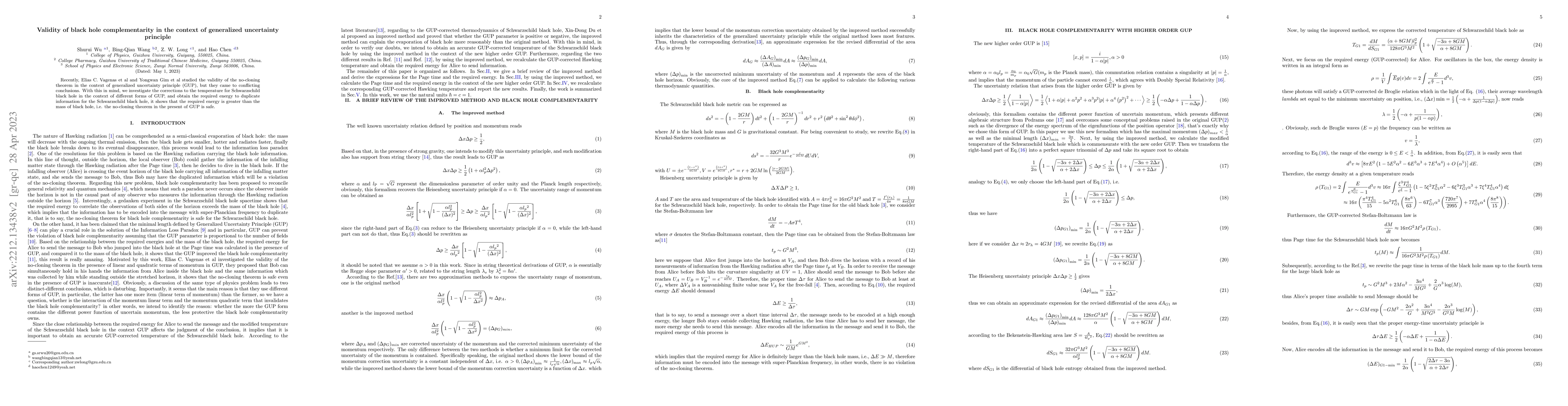Thumbnail for Validity of black hole complementarity in the context of generalized
  uncertainty principle