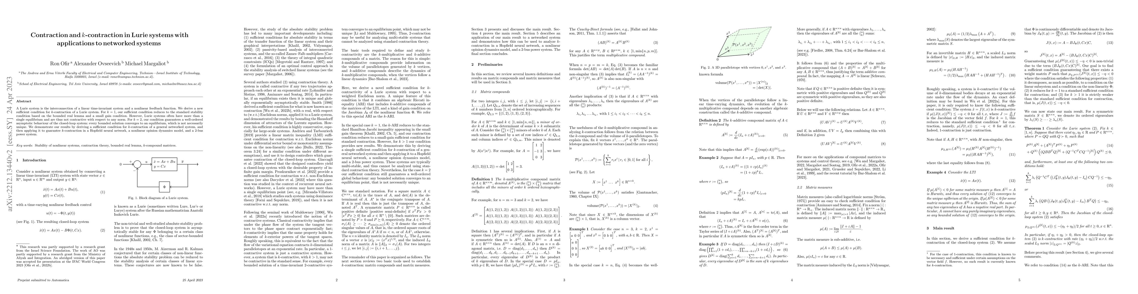 Thumbnail for Contraction and $k$-contraction in Lurie systems with applications to
  networked systems