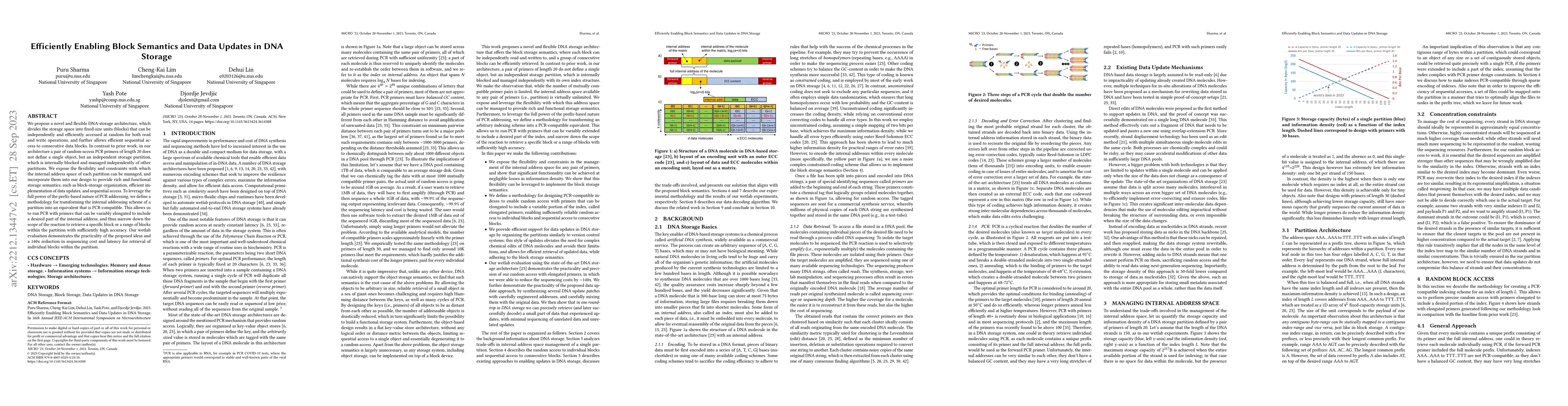 Thumbnail for Efficiently Enabling Block Semantics and Data Updates in DNA Storage