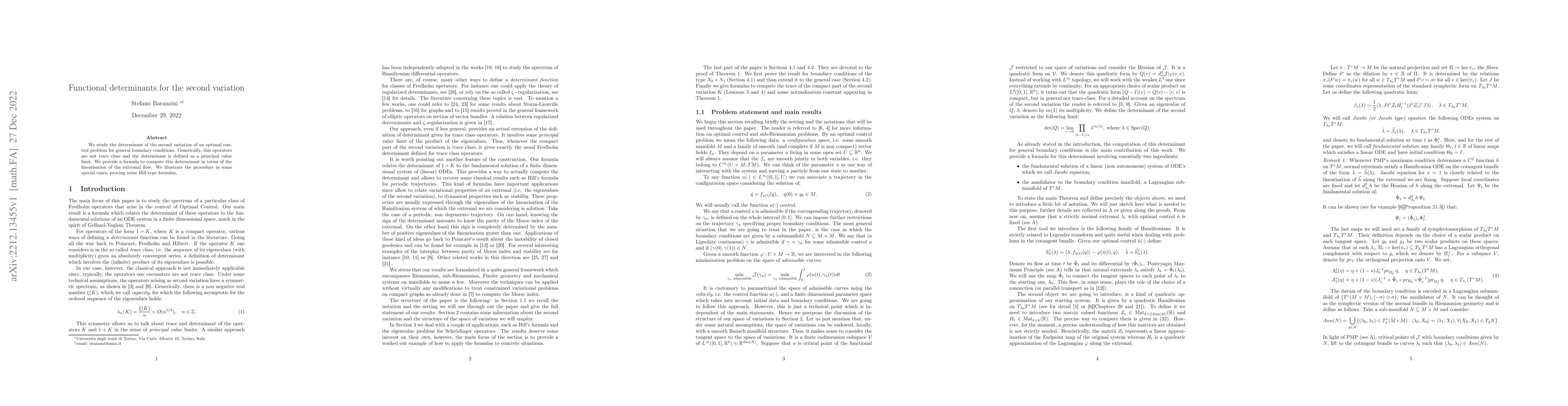 Thumbnail for Functional determinants for the second variation