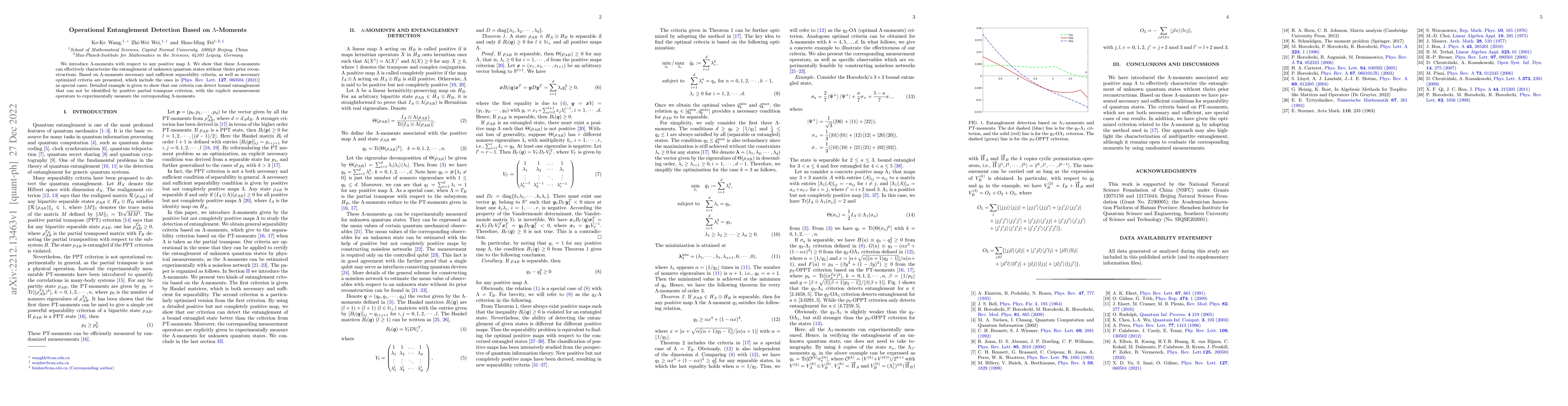 Thumbnail for Operational Entanglement Detection Based on $\Lambda$-Moments