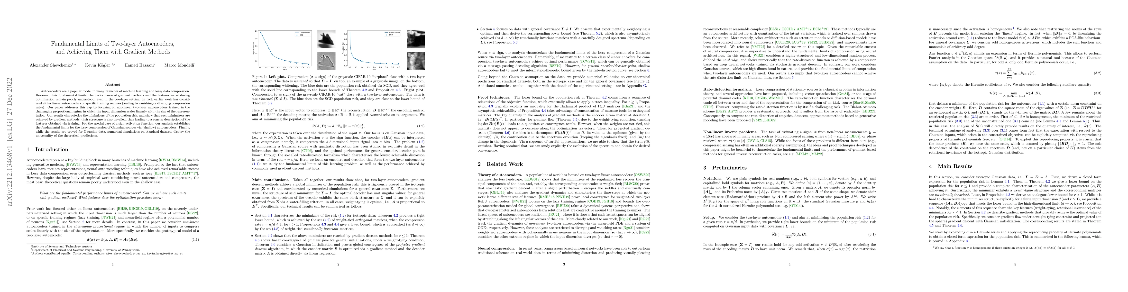 Thumbnail for Fundamental Limits of Two-layer Autoencoders, and Achieving Them with
  Gradient Methods