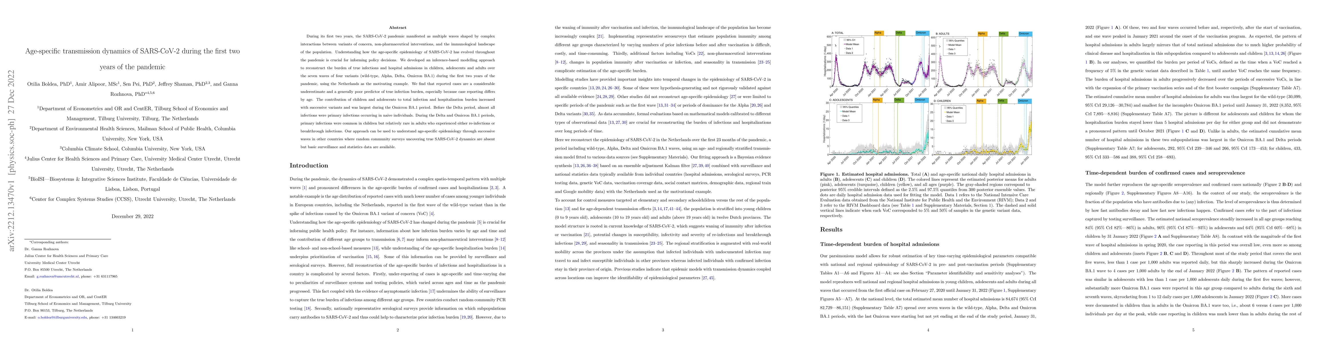 Thumbnail for Age-specific transmission dynamics of SARS-CoV-2 during the first two
  years of the pandemic