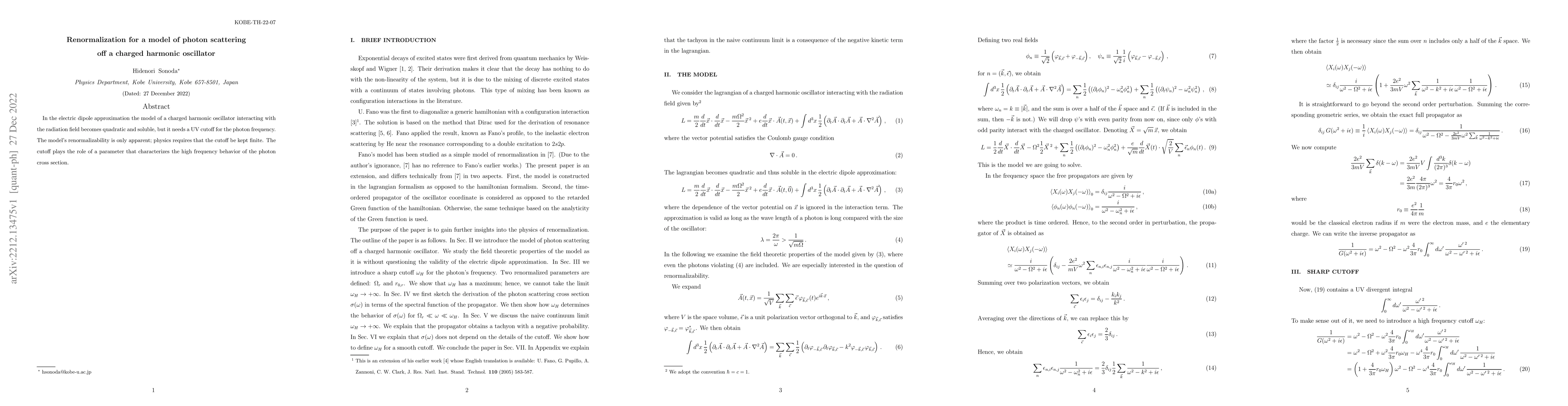 Thumbnail for Renormalization for a model of photon scattering off a charged harmonic
  oscillator