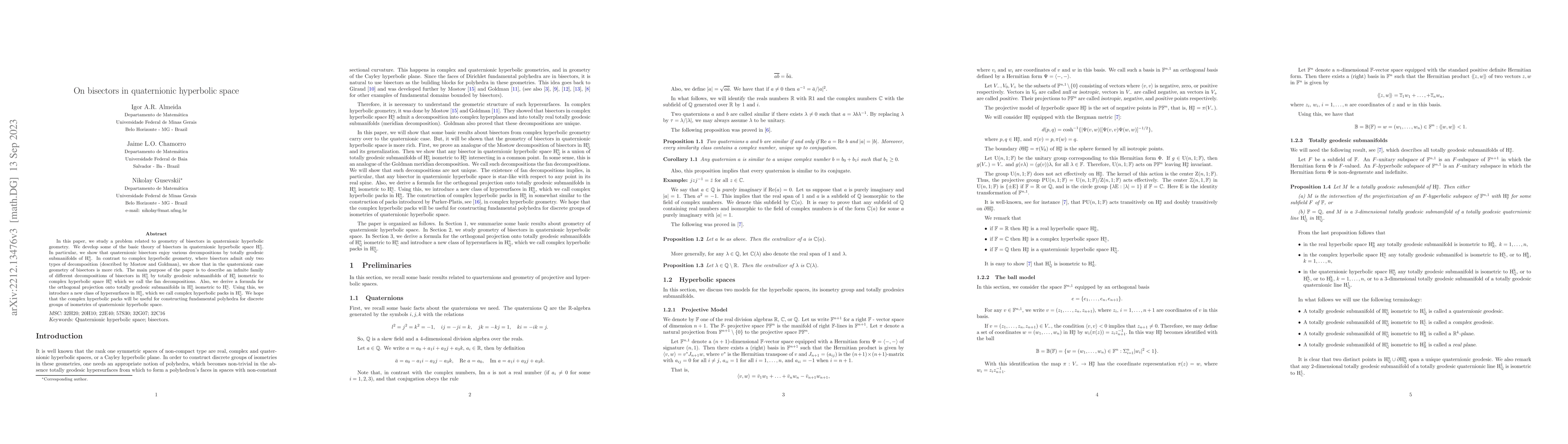Thumbnail for On bisectors in quaternionic hyperbolic space