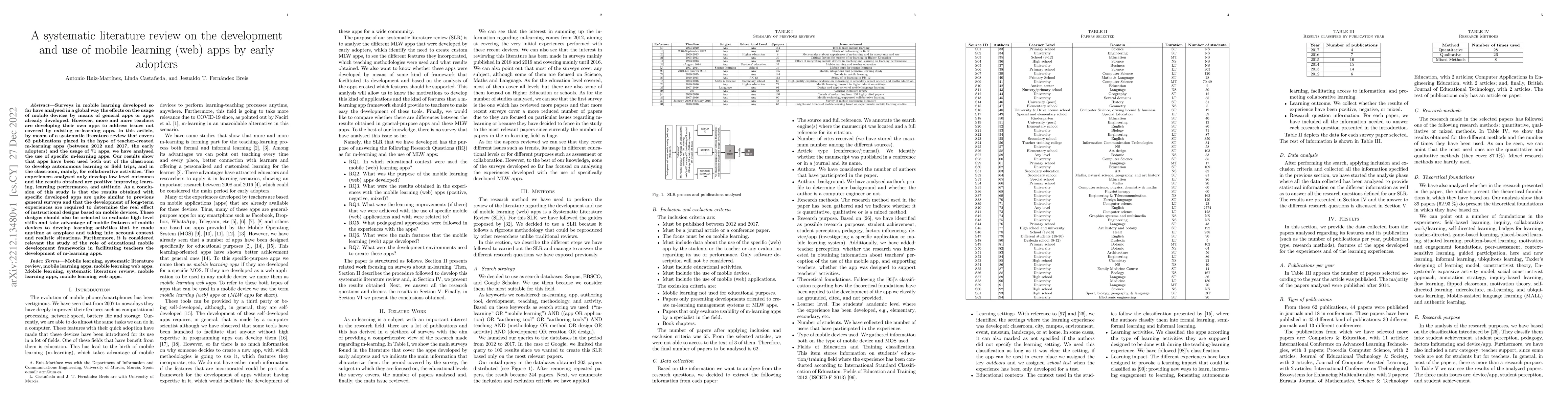 Thumbnail for A systematic literature review on the development and use of mobile
  learning (web) apps by early adopters